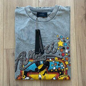 MEDIUM AMIRI MEN'S GRAY COTTON T-SHIRT RELAXED FIT